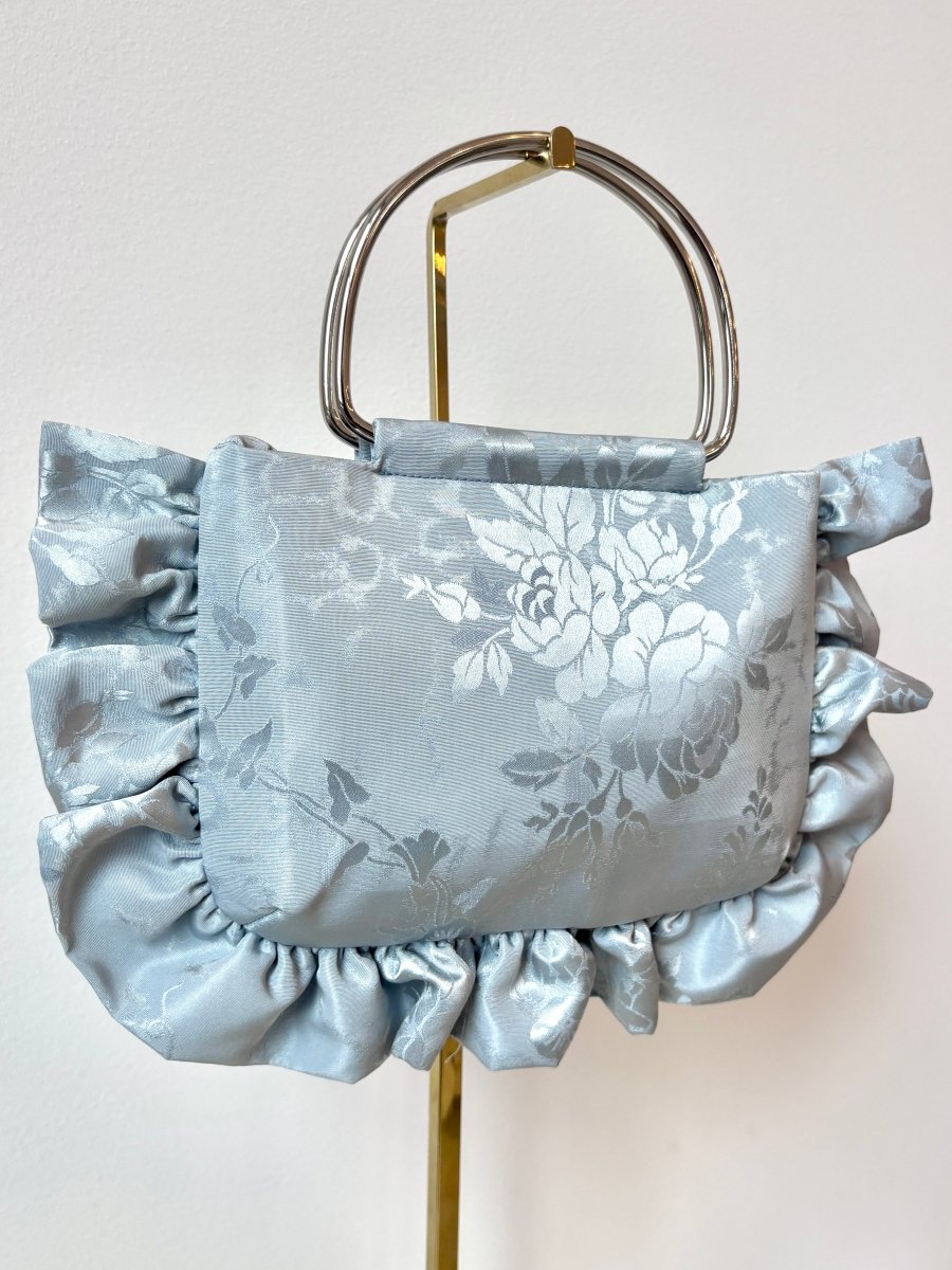 Icy Blue Rose Jacquard Minnie Ruffle Bag - Made X Hudson