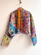 Reversible Kaira Suzani Quilted Cropped Jacket in Colors Peony, Lime Pop, Hot Pink, Lavender & Petal, Forest, Ocher - Made X Hudson