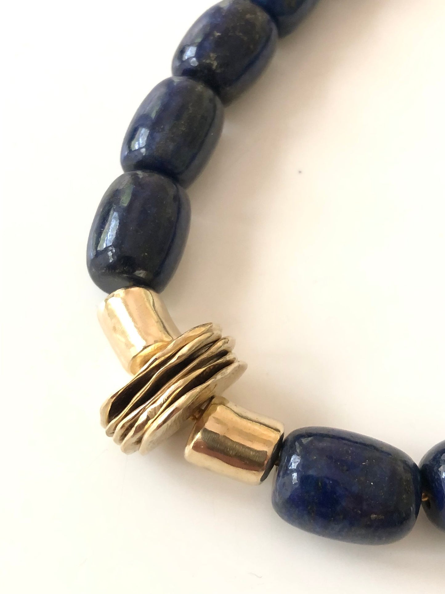 COLLANA - BLUE LAPIS LAZULI + BRASS BEADS