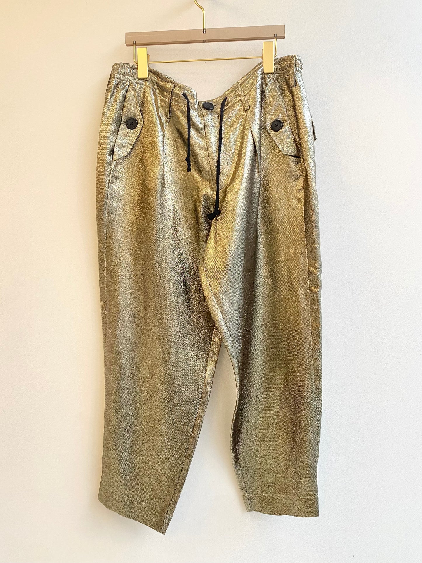 Gold Lamé Elastic Joggers