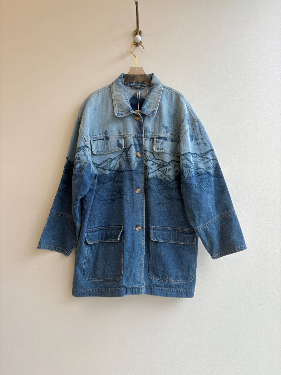 Mountain Wrap Denim Jacket in Indigo | Hand Painted (Reworked) - Made X Hudson