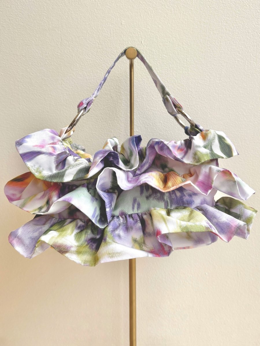 Liza Ruffle Bag in Watercolor Lavender Floral - Made X Hudson
