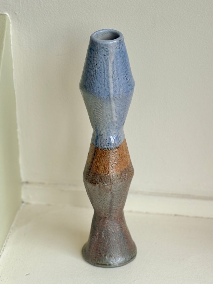Pale Blue & Bronze Glazed Tall Interior Decorative Vase - Made X Hudson