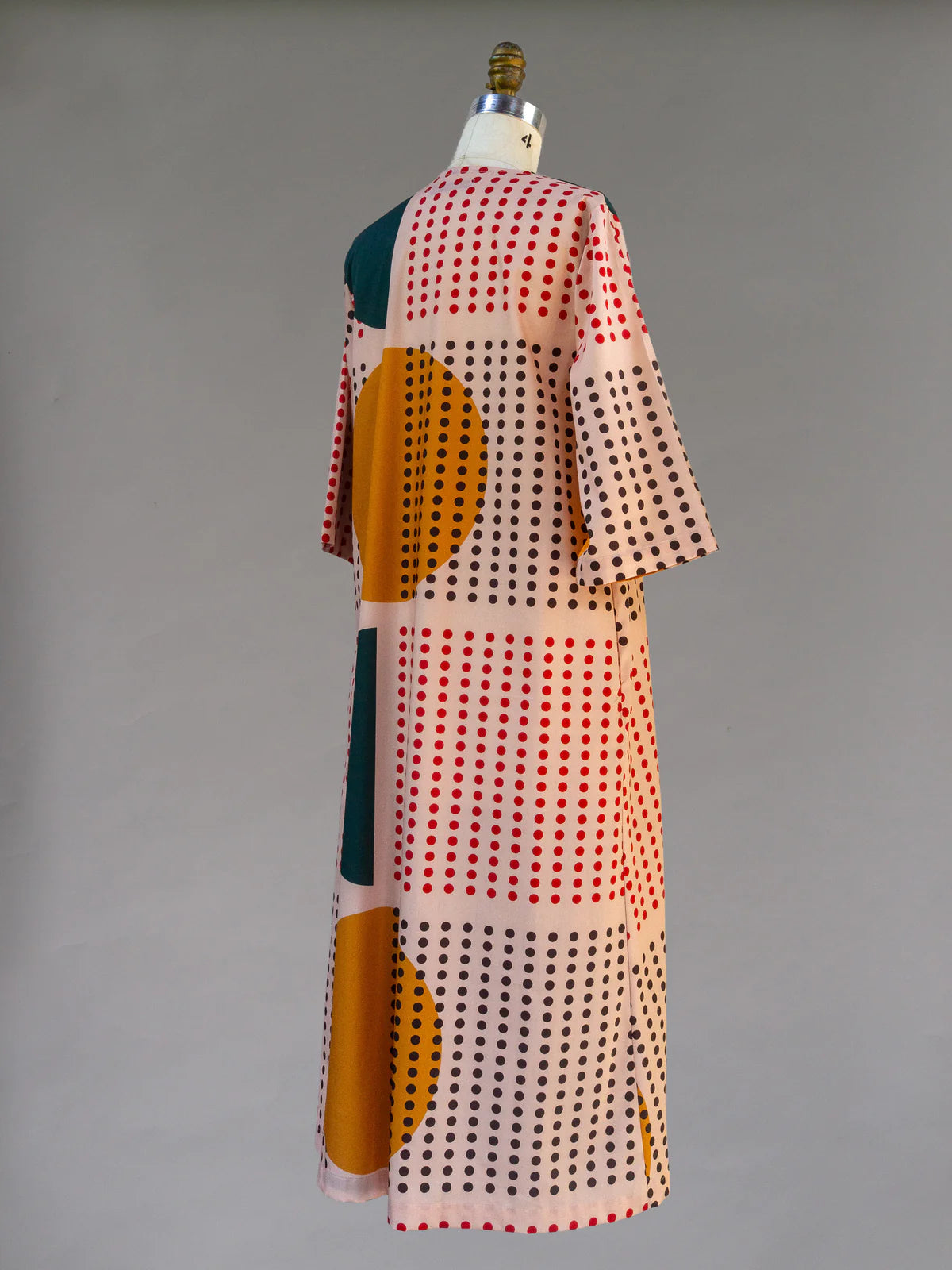 Peach, Red, Green, Mustard Dotted Sunrise “Emilie” Dress - Made X Hudson