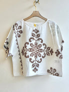 Chestnut Cross Stitch with Blue Dot Print | Picnic Top - Made X Hudson