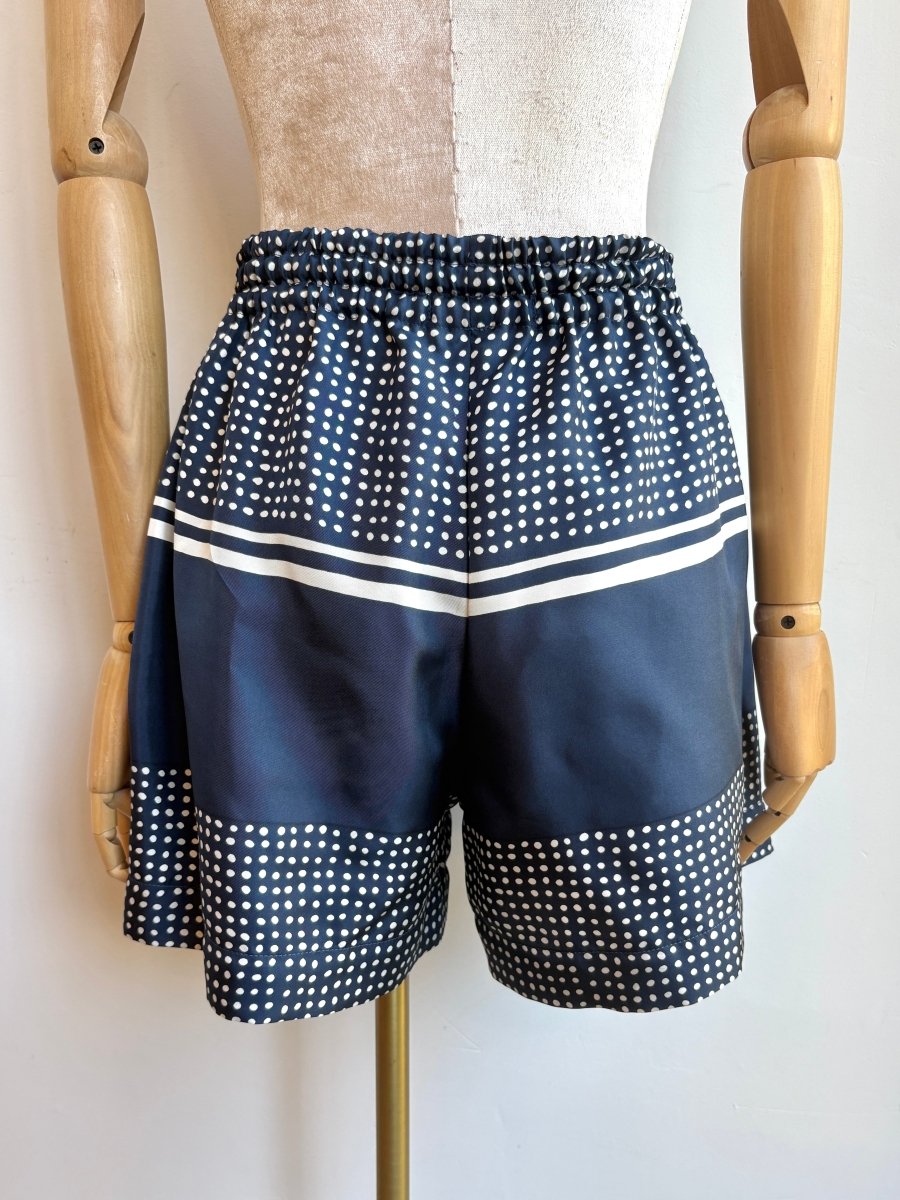 "Livia" Navy Dotted Town Shorts - Made X Hudson