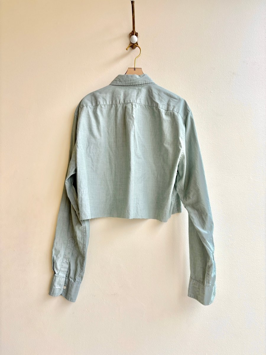 Sage Annette Crop Top w/ Brown Embroidered “Apres” (Reworked) - Made X Hudson