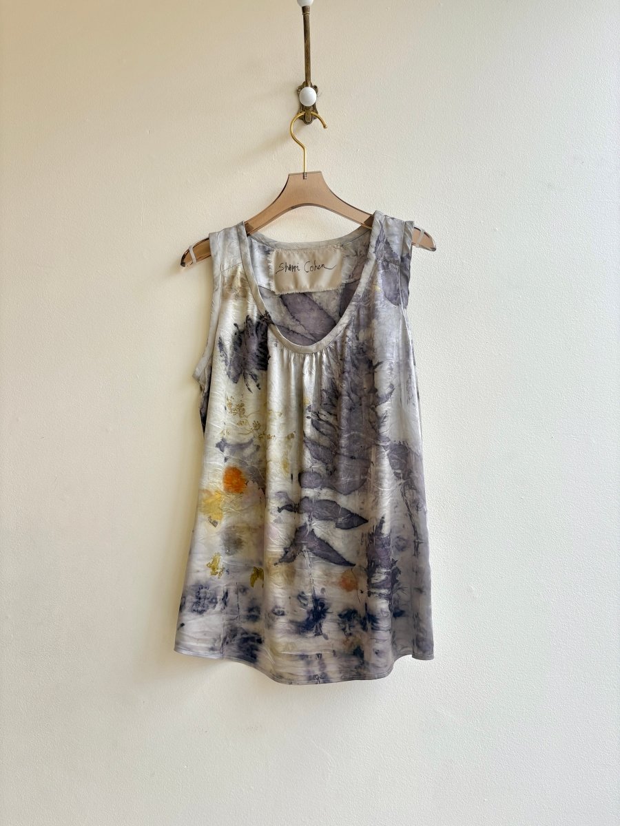 Silver Botanically Printed Tank Top (Reworked) - Made X Hudson