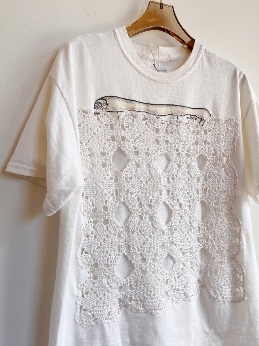 White Rectangular Doily Appliqué Block Tee (Reworked) - Made X Hudson