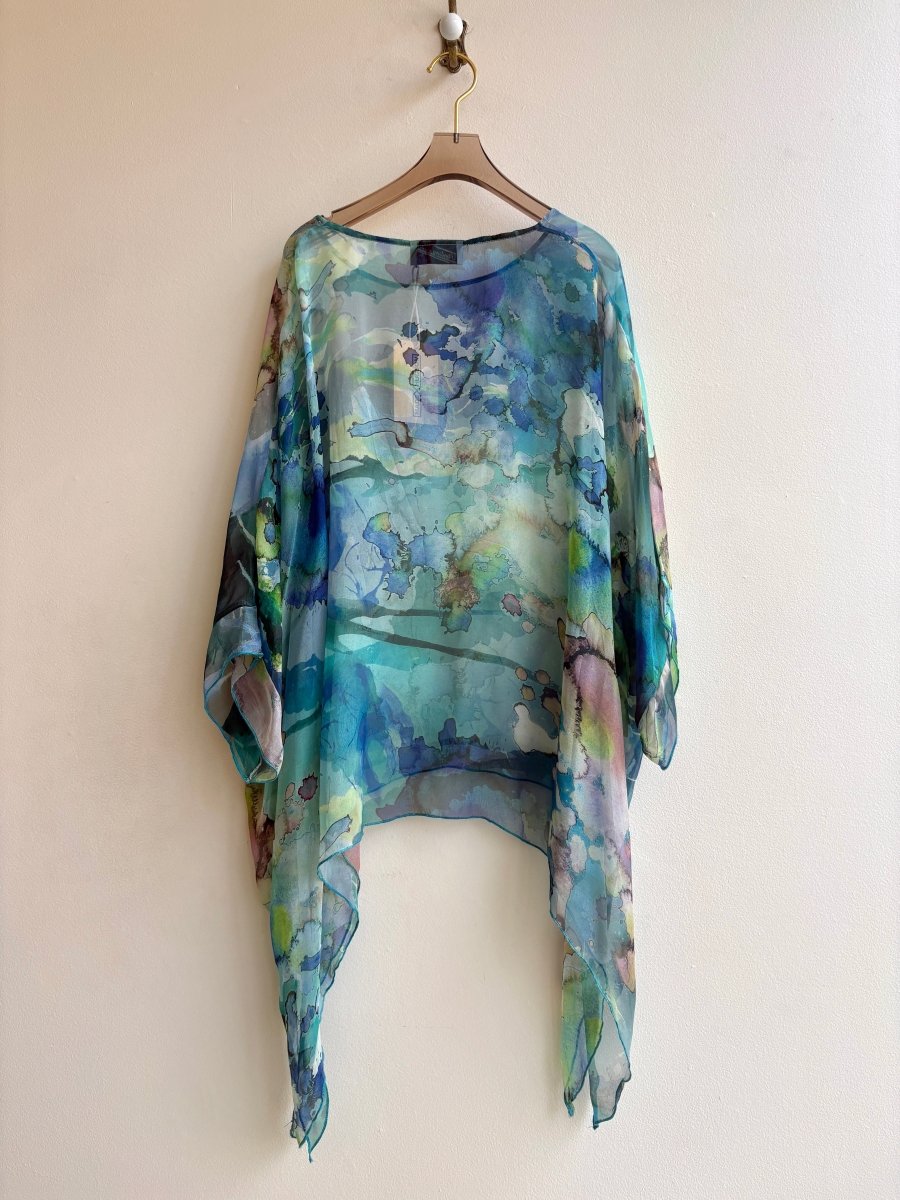 Sterling | Aqua and Citrus Watercolor Silk Blouse (Vintage) - Made X Hudson