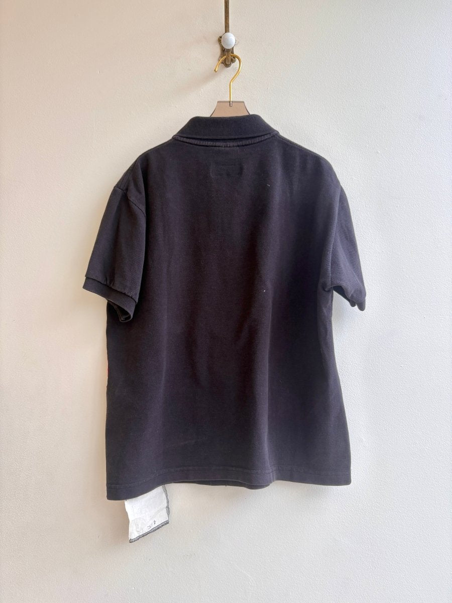 Red Dresden Plate Patchwork Black Polo (Reworked) - Made X Hudson