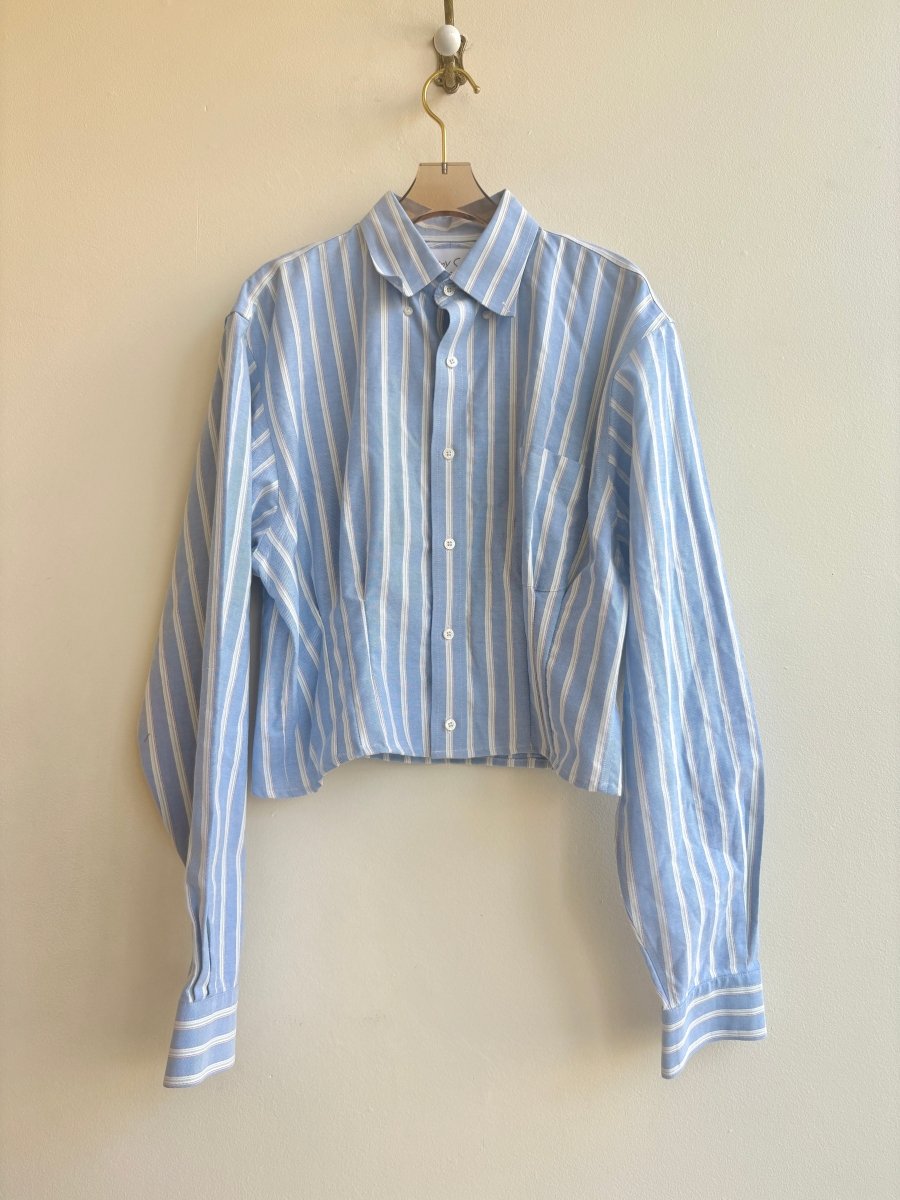 The Kevin Top | Blue, Peach, and Kiwi Stripes w/ Gathered Waist (Reworked) - Made X Hudson
