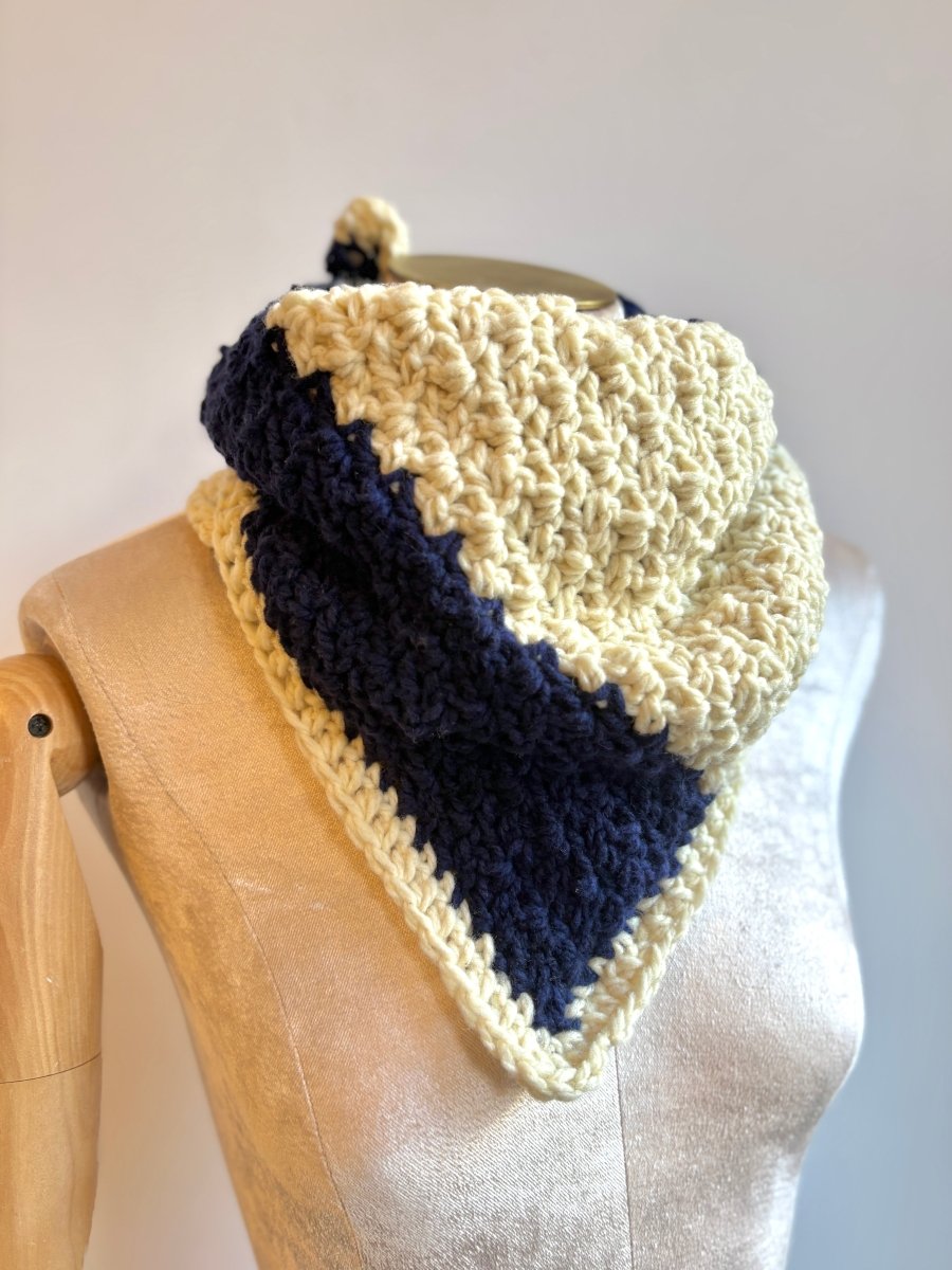 Blueberry and Cream Crochet Bandana - Made X Hudson