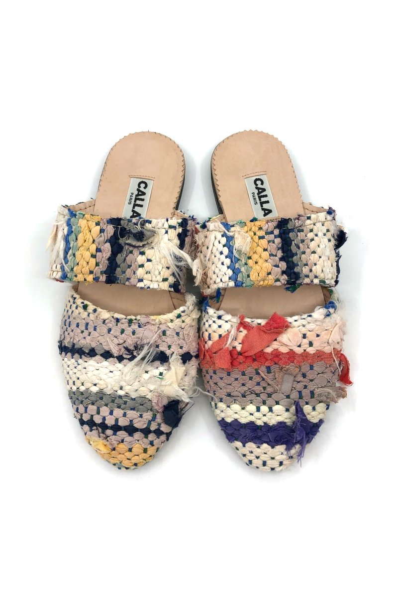 Suki Babouche Slides In Colors Navy, White, Yellow, & Coral (Size 40) - Made X Hudson