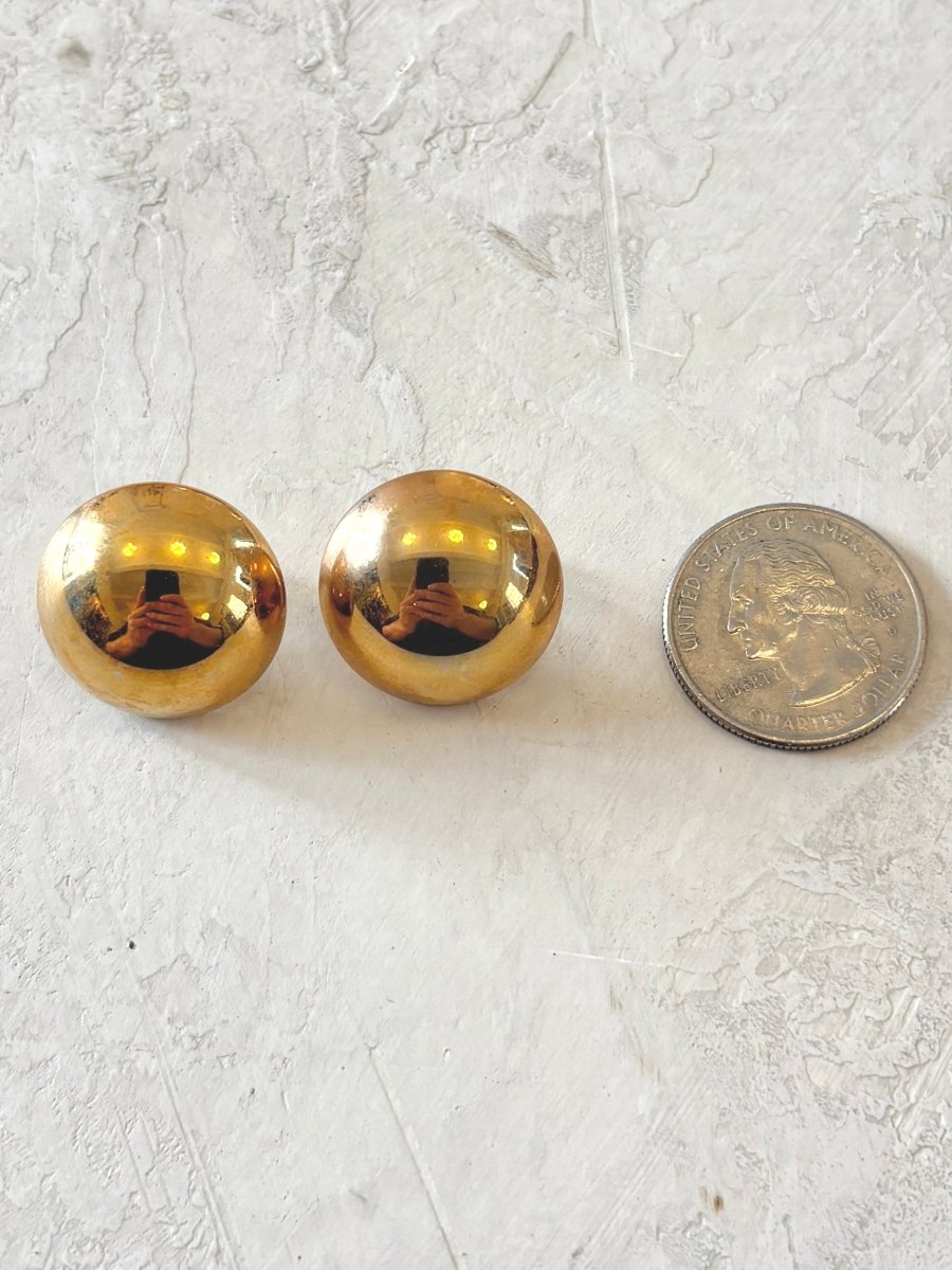Gold Tone Mega Dome Clip On Earrings (Vintage) - Made X Hudson