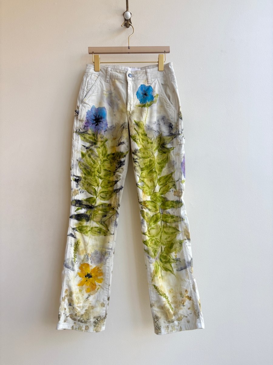 "Tasha” Eco Printed Floral Painter Pants | Hand Painted (Reworked) - Made X Hudson