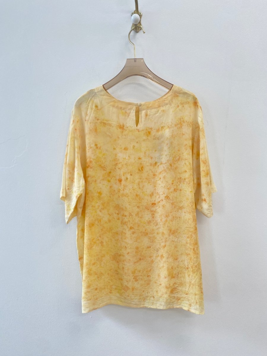 Sulfur & Cosmos Dyed Up - cycled Silk Short Sleeve Top (Reworked) - Made X Hudson