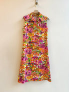 Orange and Violet Wildflower Sleeveless Mod Dress with Collar (Vintage) - Made X Hudson
