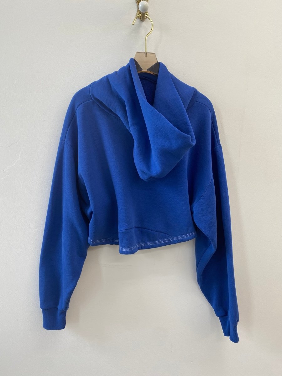 Blue “Valley Central” Cropped Sweatshirt (Reworked) - Made X Hudson