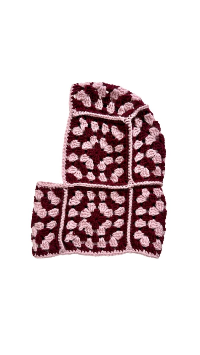 Maroon and Blush Hand Crochet Balaclava - Made X Hudson