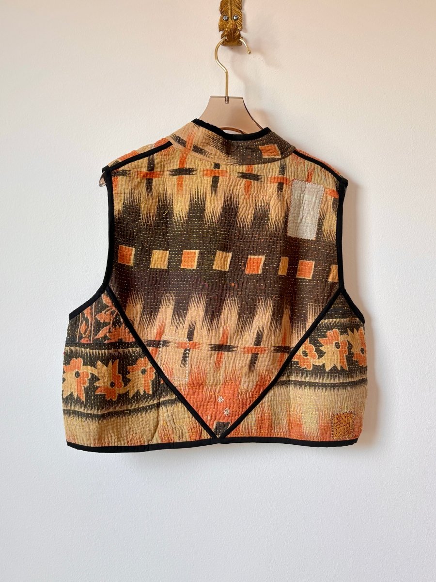 Reversible Kaira Quilted Cropped Vest in Colors Beige, Orange, Black, Yellow & Soft Yellow, Mauve - Made X Hudson