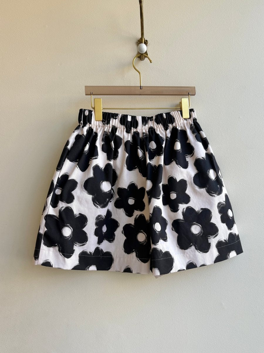 Black Flower Retro Shorts - Made X Hudson