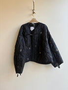 Black Army Liner Quilted Coat w/ Silver Grommets & Clasp (Reworked) - Made X Hudson