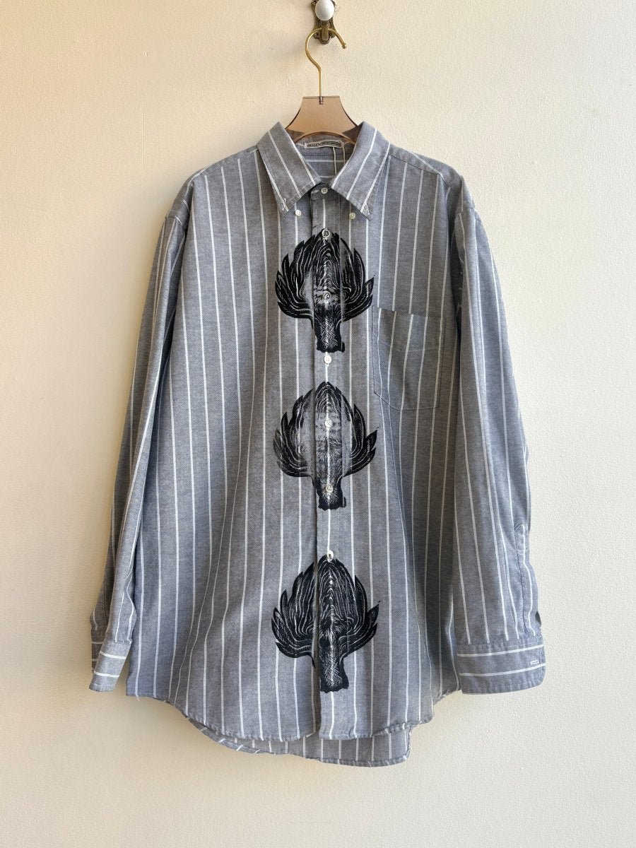 "Daniel” Grey and Blue Stripe Artichoke Print (Reworked) - Made X Hudson