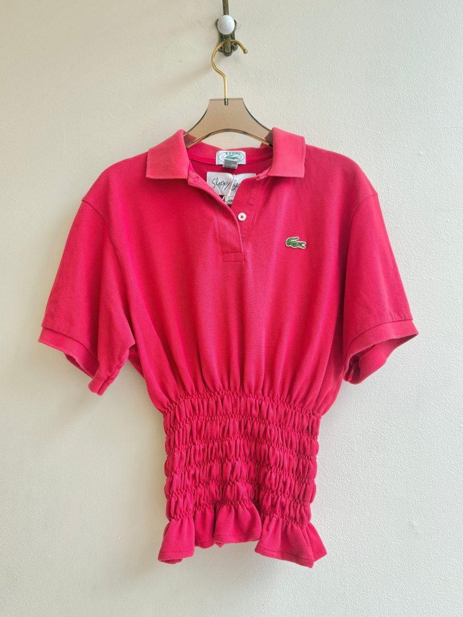 The George Top | Cherry Red Polo w/ Smocked Waist (Reworked) - Made X Hudson