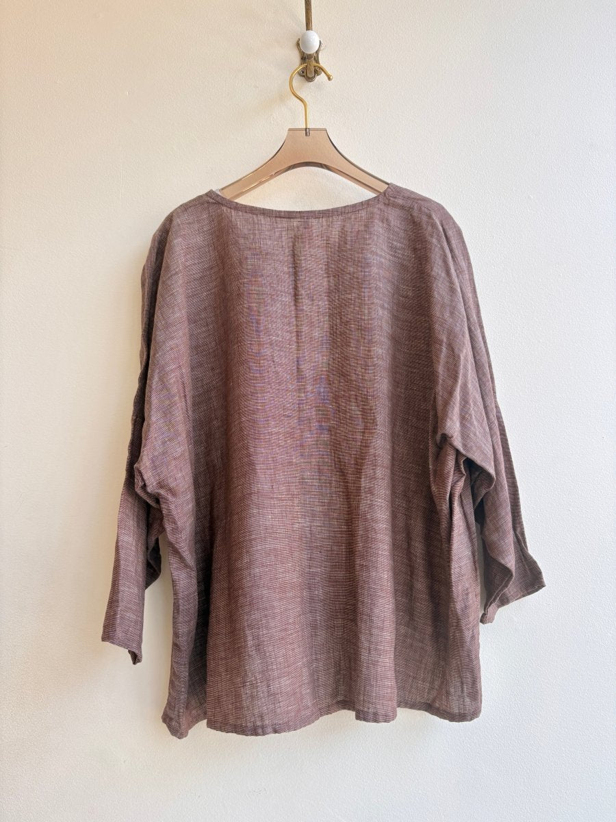 Chestnut Cross-weave Linen Studio Tee - Made X Hudson
