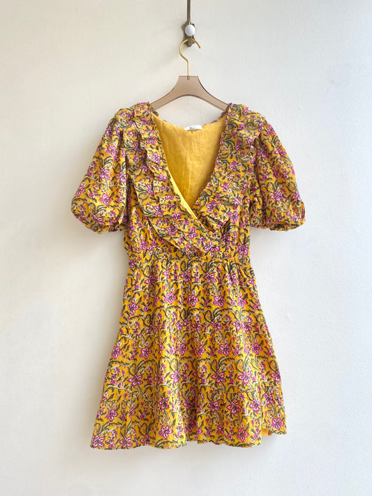 RAHI | Pink & Green Yellow Floral Dress (Vintage)