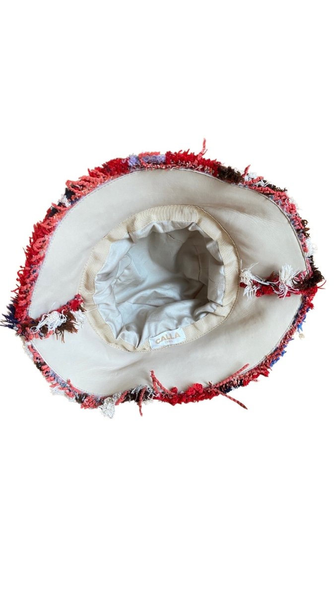 Brown Checkered Print Bucket Hat in Colors Red, Blue, & Yellow - Made X Hudson