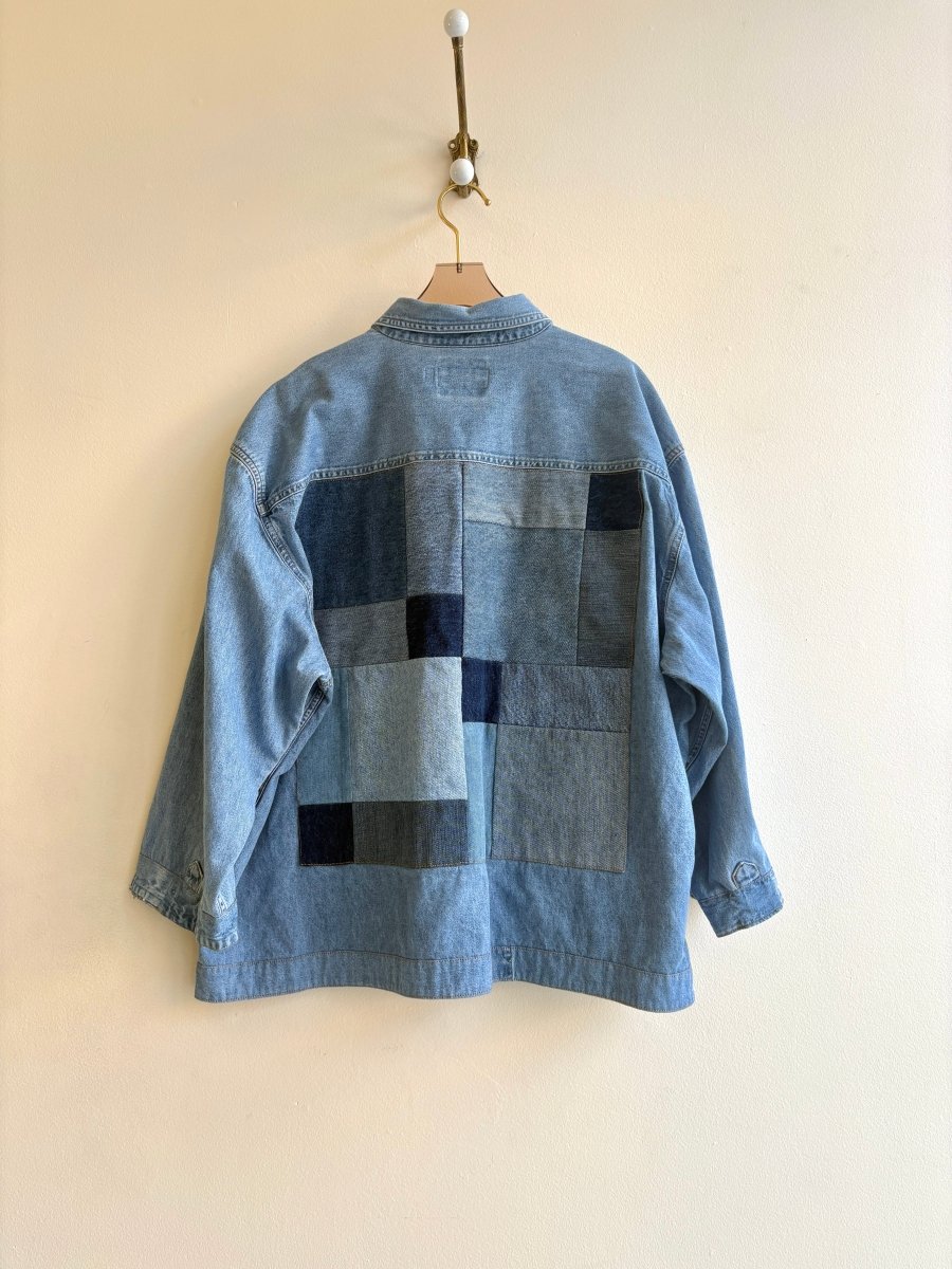 Multi - Pocket Denim Shirtjacket with Quilted Back and Silver Snaps (Reworked) - Made X Hudson