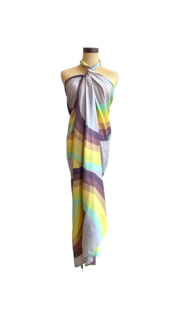 Sarong Tie Wrap Dress (Green Rainbow) - Made X Hudson