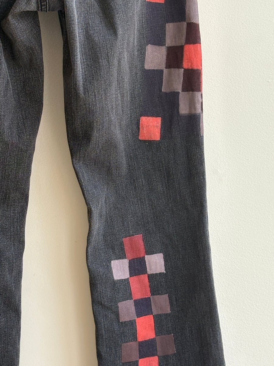 Black Jeans w/ Painted Patchwork (Reworked) - Made X Hudson