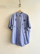 Tiny Print Button Up in Lavender Micro Herringbone | Block Printed (Reworked) - Made X Hudson