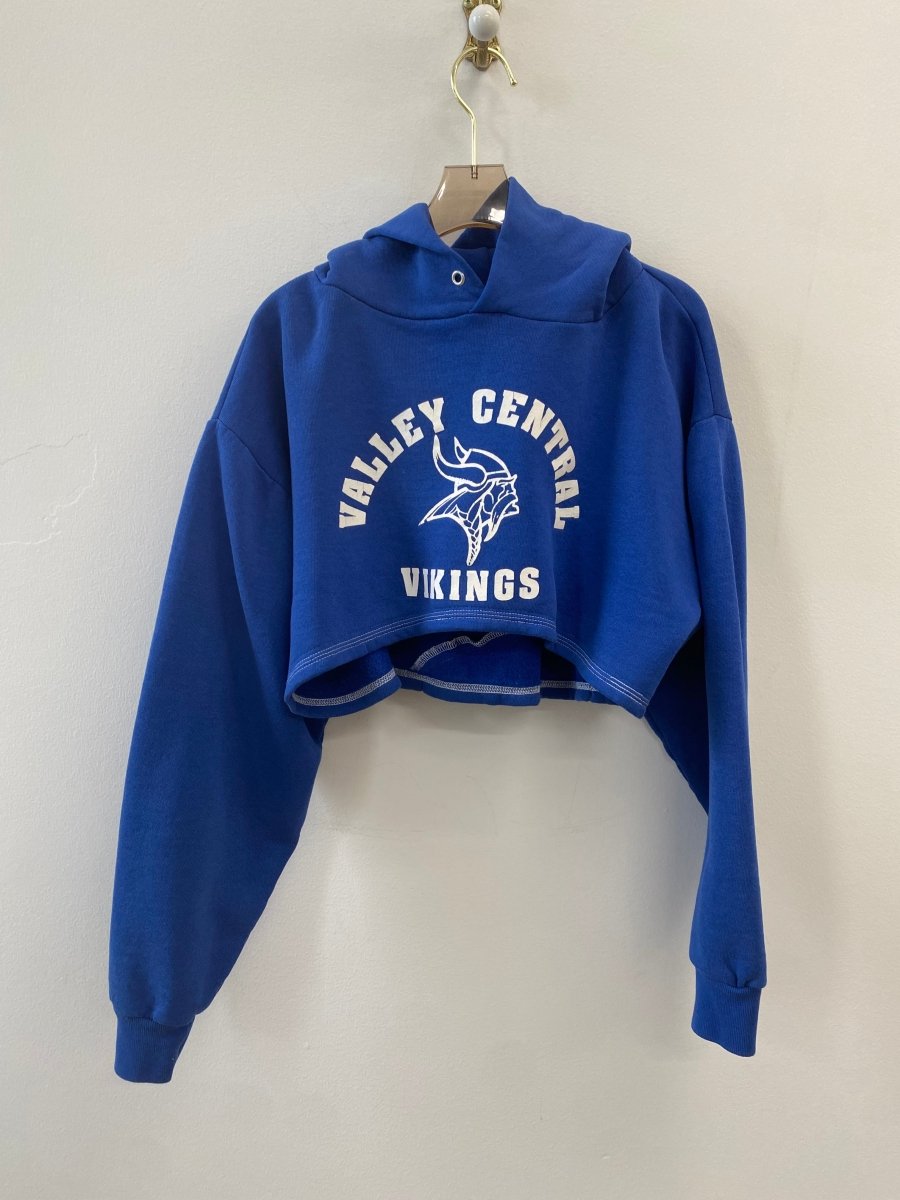 Blue “Valley Central” Cropped Sweatshirt (Reworked) - Made X Hudson