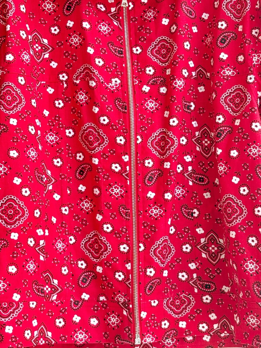 Red Bandana Print Zip - Up Leisure Jacket - Made X Hudson