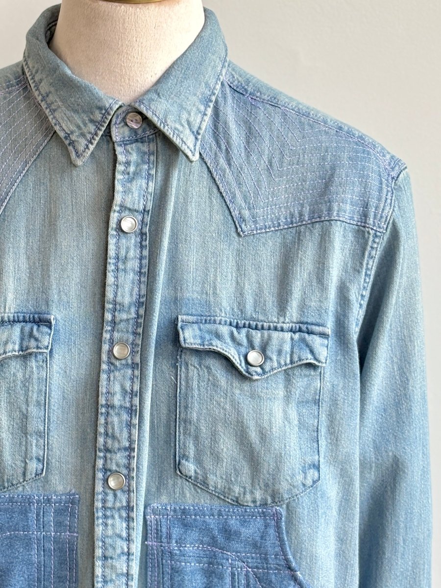 Lavender Top - Stitch Multi - Pocket Denim Shirtjacket (Reworked) - Made X Hudson