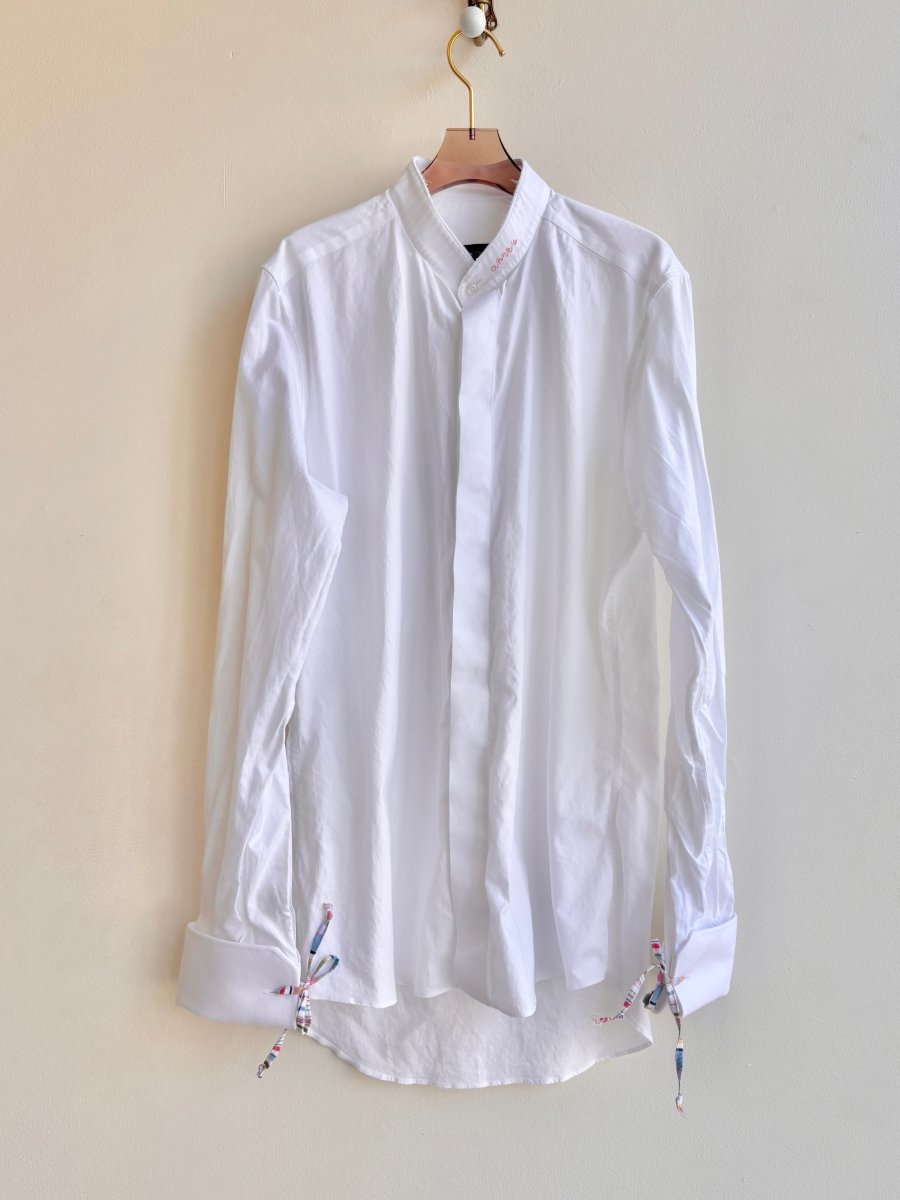 White Everyday Button Down with Bow Ties Cuff (Reworked) - Made X Hudson