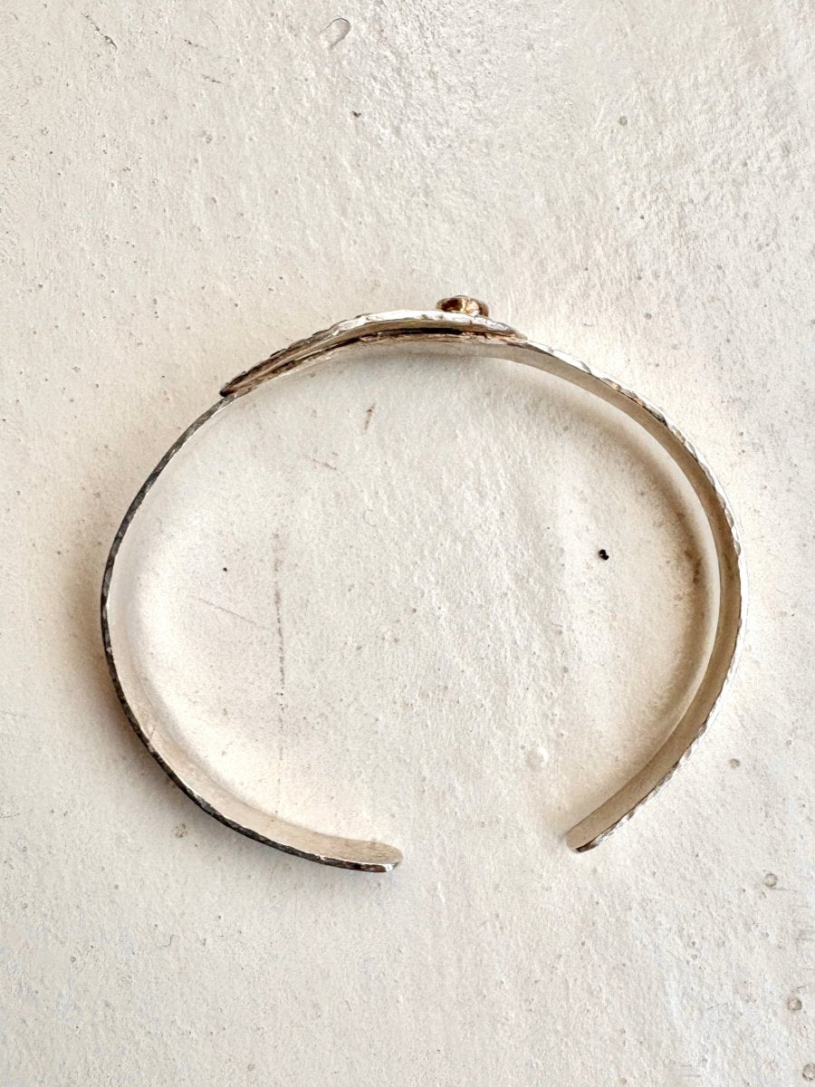 Sterling Silver Oval Textured & Black Onyx Cuff - Made X Hudson