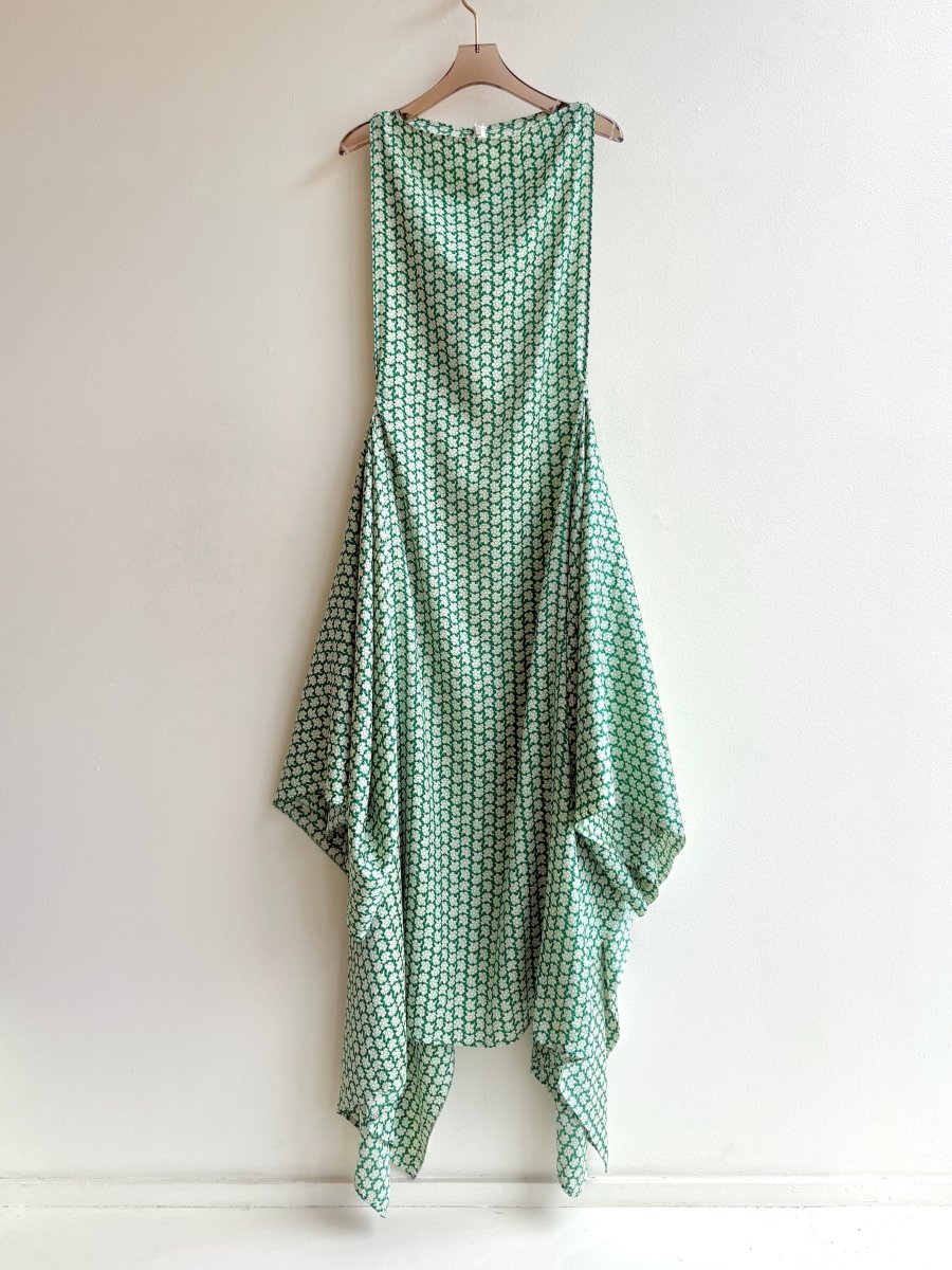 Zero - Waste Dress in Spring Green Silk Floral Pattern - Made X Hudson