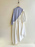 Asymmetric Shirtwaist Dress in Grey & White (Reworked) - Made X Hudson