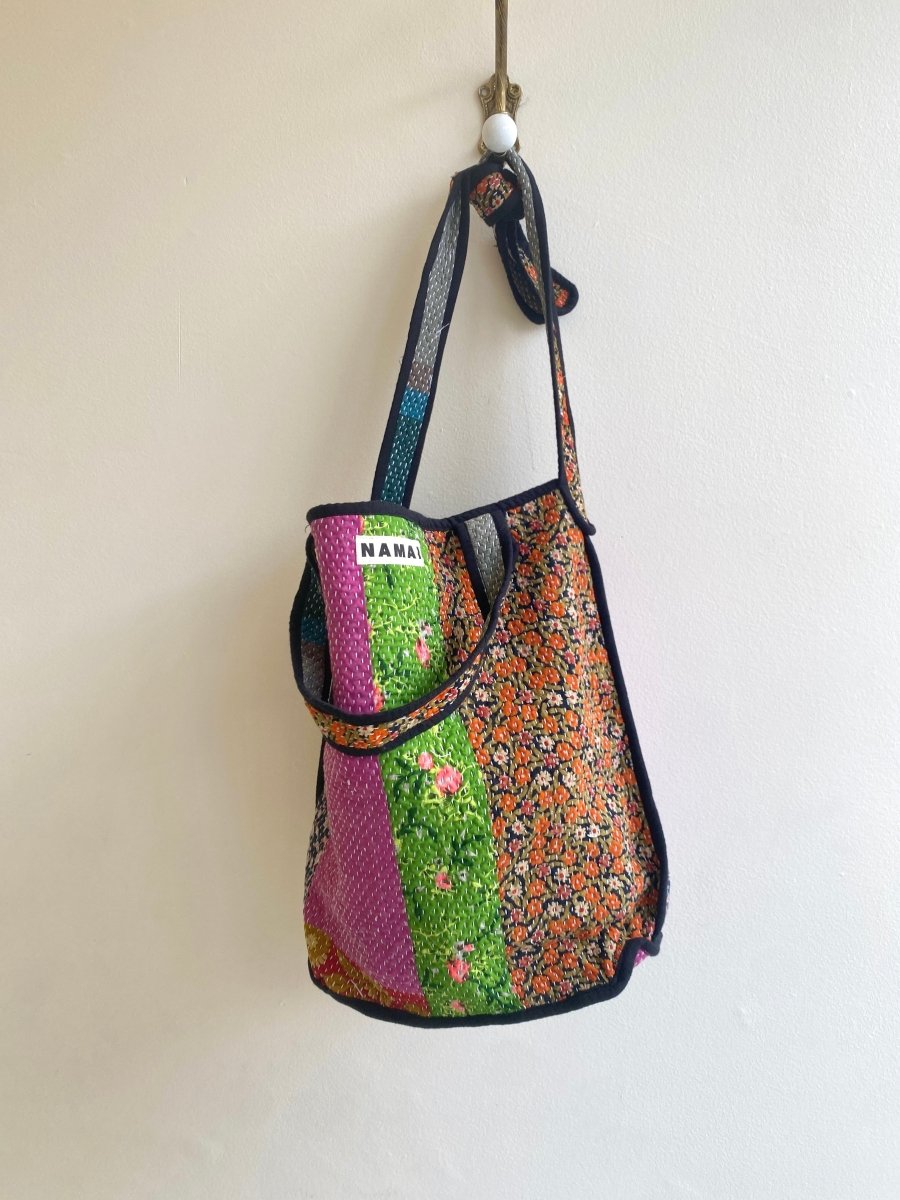 Reversible Xoti II Tote Bag in Colors Orange, Green, Pink, & Blue, Grey - Made X Hudson