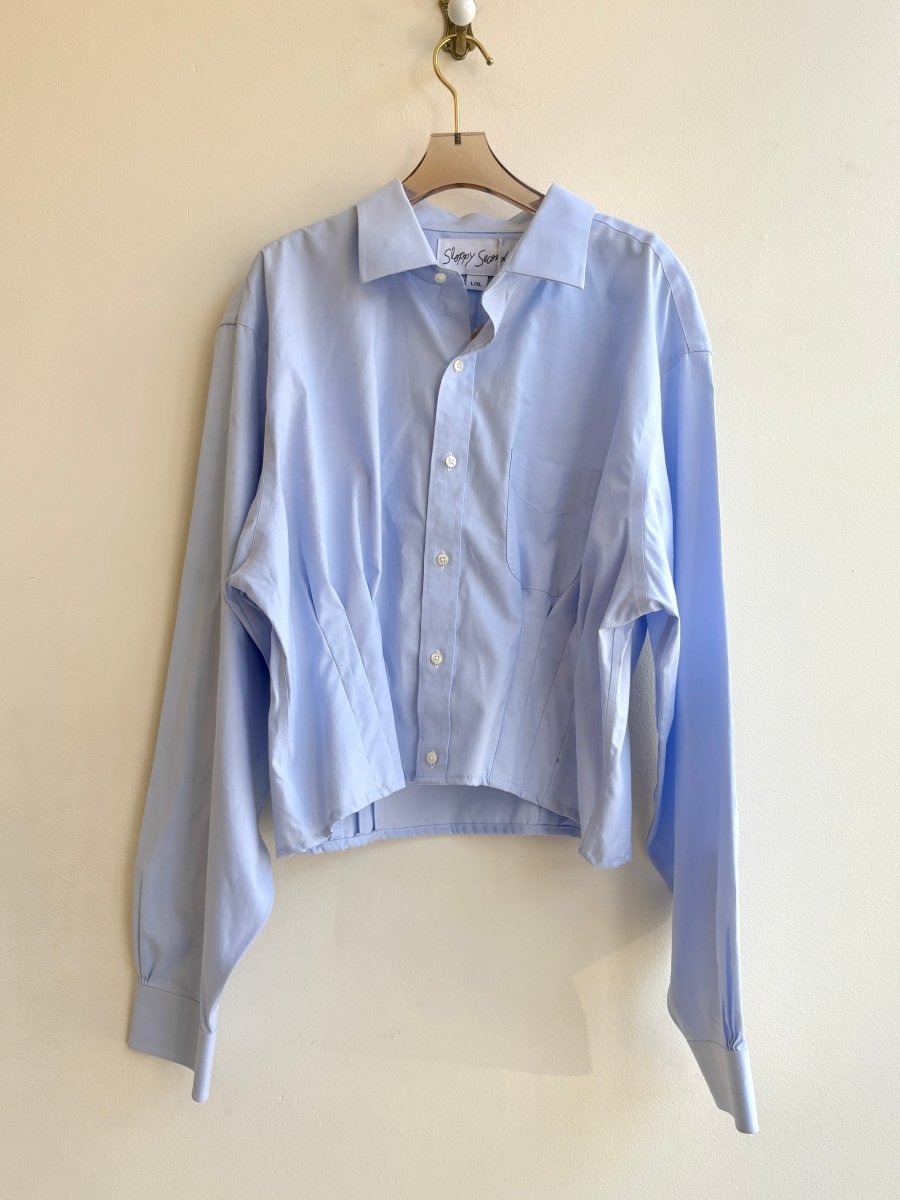 The Kevin Top | Solid Sky Blue w/ Gathered Waist (Reworked) - Made X Hudson