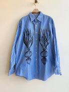 "Shane” Blue and White Stripe Spring Onion Print (Reworked) - Made X Hudson
