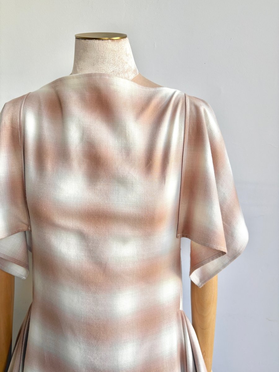 Deco Dress in Blush Faded Plaid Print - Made X Hudson
