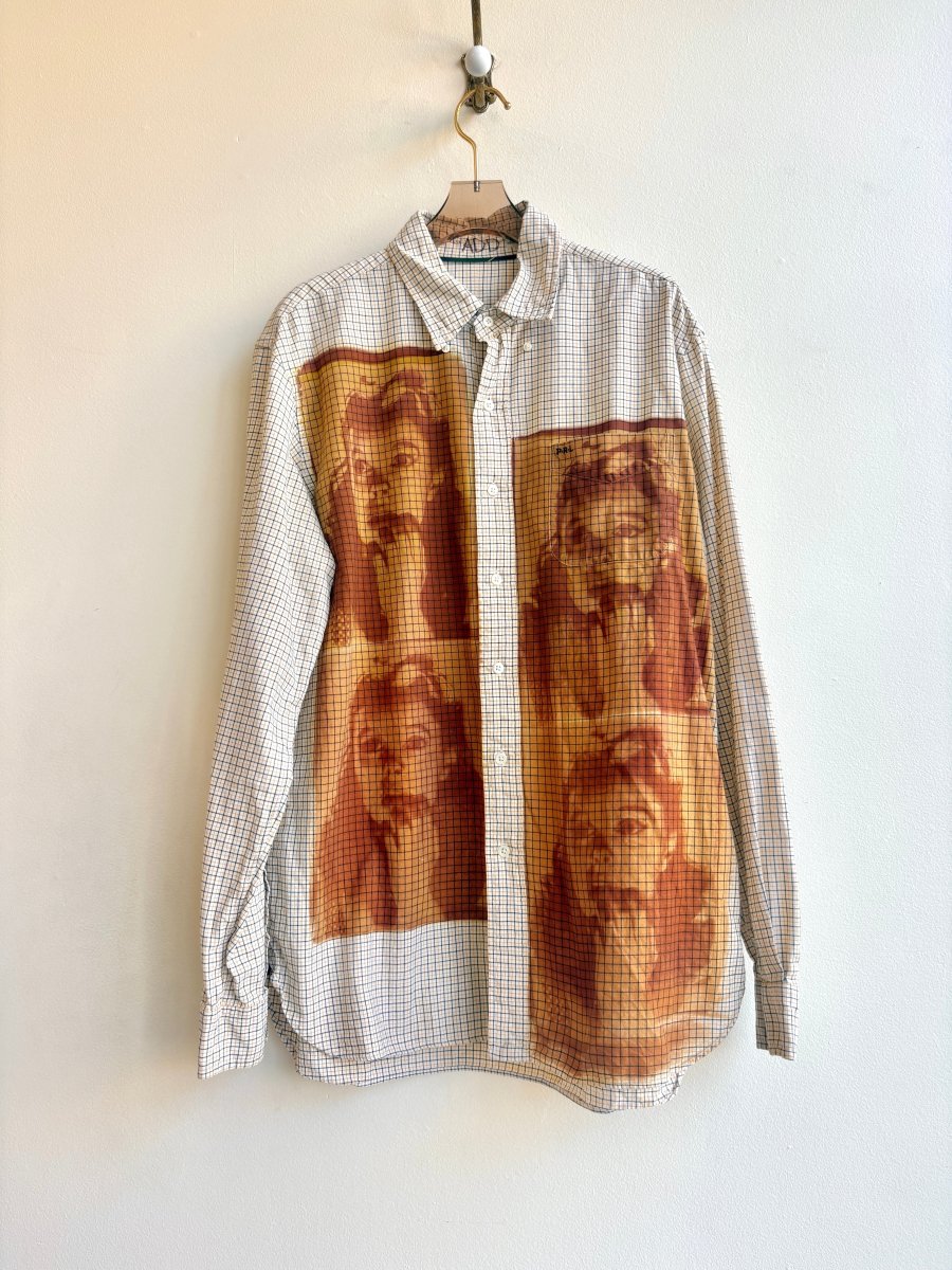 Judy Garland Yellow Grid Brown Cyanotype Button-Up Shirt (Reworked) - Made X Hudson