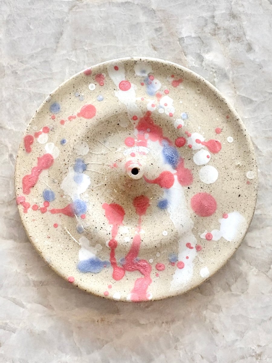 Watermelon & Periwinkle Dark Sand Incense Holder w/ No Lip - Made X Hudson