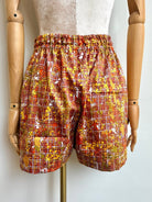 Yellow, Carmel, & Green Retro Splattered Grid Town Shorts - Made X Hudson